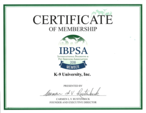 K-9 University Membership Certificate in Plano, TX
